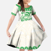 Green Mele Kalikimaka Hawaii Family Matching Off Shoulder Short Dress and Hawaiian Shirt Funny Ho Ho Ho Santa Shaka - Polynesian Pride