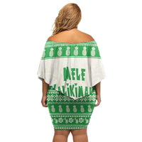 Green Mele Kalikimaka Hawaii Family Matching Off Shoulder Short Dress and Hawaiian Shirt Funny Ho Ho Ho Santa Shaka - Polynesian Pride