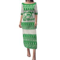 Green Mele Kalikimaka Hawaii Family Matching Puletasi and Hawaiian Shirt Funny Ho Ho Ho Santa Shaka - Polynesian Pride