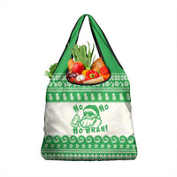 Green Mele Kalikimaka Hawaii Grocery Bag Funny Ho Ho Ho Santa Shaka LT14 1-pack One Size Green - Polynesian Pride