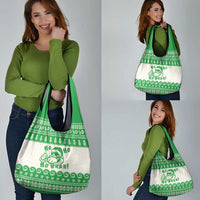 Green Mele Kalikimaka Hawaii Grocery Bag Funny Ho Ho Ho Santa Shaka LT14 - Polynesian Pride