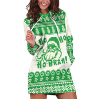 Green Mele Kalikimaka Hawaii Hoodie Dress Funny Ho Ho Ho Santa Shaka - Polynesian Pride