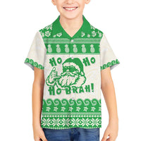 Green Mele Kalikimaka Hawaii Kid Hawaiian Shirt Funny Ho Ho Ho Santa Shaka LT14 Kid Green - Polynesian Pride