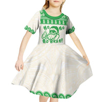 Green Mele Kalikimaka Hawaii Kid Short Sleeve Dress Funny Ho Ho Ho Santa Shaka LT14 - Polynesian Pride