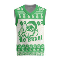 Green Mele Kalikimaka Hawaii Christmas Knitted V-Neck Vest Funny Ho Ho Ho Santa Shaka - Polynesian Pride