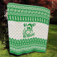 Green Mele Kalikimaka Hawaii Quilt Funny Ho Ho Ho Santa Shaka LT14 - Polynesian Pride