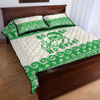 Green Mele Kalikimaka Hawaii Quilt Bed Set Funny Ho Ho Ho Santa Shaka - Polynesian Pride