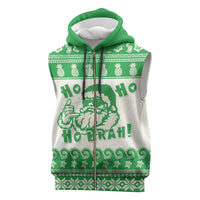 Green Mele Kalikimaka Hawaii Sleeveless Zip Hoodie Funny Ho Ho Ho Santa Shaka LT14 Green - Polynesian Pride