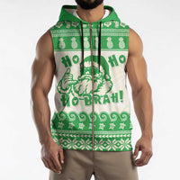 Green Mele Kalikimaka Hawaii Sleeveless Zip Hoodie Funny Ho Ho Ho Santa Shaka LT14 - Polynesian Pride