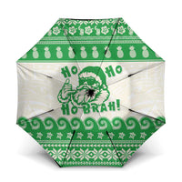 Green Mele Kalikimaka Hawaii Umbrella Funny Ho Ho Ho Santa Shaka LT14 One Size Folded 11.42 inch Opened Diameter 37.4 inch Green - Polynesian Pride