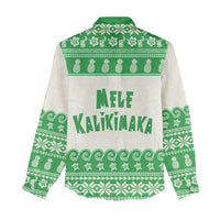 Green Mele Kalikimaka Hawaii Women Casual Shirt Funny Ho Ho Ho Santa Shaka - Polynesian Pride