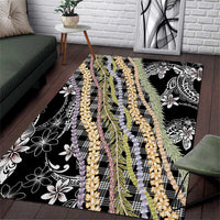 Black Palaka Hawaii Leis Area Rug Hawaiian-plaid Elegant Tropical Vibes - Polynesian Pride