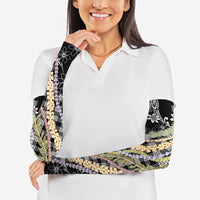 Black Palaka Hawaii Leis Arm Sleeves Hawaiian-plaid Elegant Tropical Vibes - Polynesian Pride