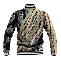 Black Palaka Hawaii Leis Baseball Jacket Hawaiian-plaid Elegant Tropical Vibes LT14 - Polynesian Pride