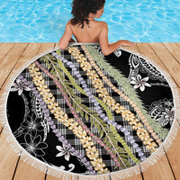 Black Palaka Hawaii Leis Beach Blanket Hawaiian-plaid Elegant Tropical Vibes - Polynesian Pride