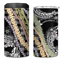 Black Palaka Hawaii Leis 4 in 1 Can Cooler Tumbler Hawaiian-plaid Elegant Tropical Vibes LT14 One Size: 16 oz Black - Polynesian Pride