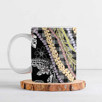 Black Palaka Hawaii Leis Ceramic Mug Hawaiian-plaid Elegant Tropical Vibes LT14 Black - Polynesian Pride