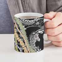 Black Palaka Hawaii Leis Ceramic Mug Hawaiian-plaid Elegant Tropical Vibes LT14 - Polynesian Pride