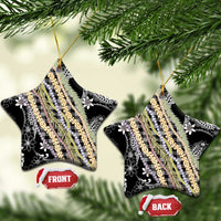 Black Palaka Hawaii Leis Ceramic Ornament Hawaiian-plaid Elegant Tropical Vibes - Polynesian Pride