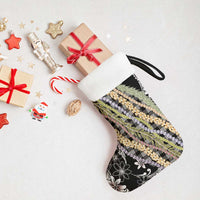 Black Palaka Hawaii Leis Christmas Stocking Hawaiian-plaid Elegant Tropical Vibes - Polynesian Pride