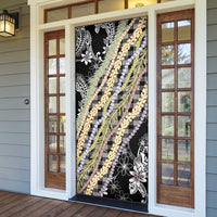 Black Palaka Hawaii Leis Door Cover Hawaiian-plaid Elegant Tropical Vibes LT14 - Polynesian Pride
