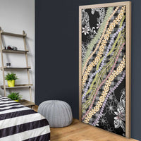 Black Palaka Hawaii Leis Door Cover Hawaiian-plaid Elegant Tropical Vibes LT14 - Polynesian Pride