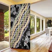 Black Palaka Hawaii Leis Door Cover Hawaiian-plaid Elegant Tropical Vibes LT14 - Polynesian Pride