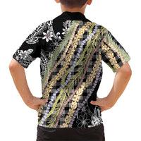 Black Palaka Hawaii Leis Family Matching Off Shoulder Maxi Dress and Hawaiian Shirt Hawaiian-plaid Elegant Tropical Vibes - Polynesian Pride