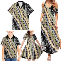 Black Palaka Hawaii Leis Family Matching Summer Maxi Dress and Hawaiian Shirt Hawaiian-plaid Elegant Tropical Vibes - Polynesian Pride