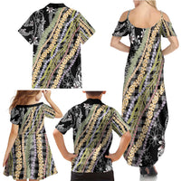 Black Palaka Hawaii Leis Family Matching Summer Maxi Dress and Hawaiian Shirt Hawaiian-plaid Elegant Tropical Vibes - Polynesian Pride
