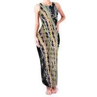Black Palaka Hawaii Leis Family Matching Tank Maxi Dress and Hawaiian Shirt Hawaiian-plaid Elegant Tropical Vibes - Polynesian Pride