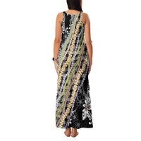 Black Palaka Hawaii Leis Family Matching Tank Maxi Dress and Hawaiian Shirt Hawaiian-plaid Elegant Tropical Vibes - Polynesian Pride