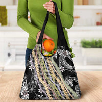 Black Palaka Hawaii Leis Grocery Bag Hawaiian-plaid Elegant Tropical Vibes LT14 - Polynesian Pride