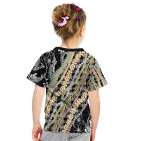 Black Palaka Hawaii Leis Kid T Shirt Hawaiian-plaid Elegant Tropical Vibes - Polynesian Pride
