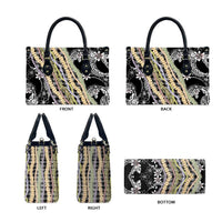 Black Palaka Hawaii Leis Leather Bag Hawaiian-plaid Elegant Tropical Vibes LT14 - Polynesian Pride