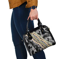 Black Palaka Hawaii Leis Shoulder Handbag Hawaiian-plaid Elegant Tropical Vibes - Polynesian Pride