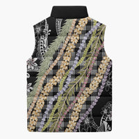 Black Palaka Hawaii Leis Sleeveless Puffer Jacket Hawaiian-plaid Elegant Tropical Vibes LT14 - Polynesian Pride