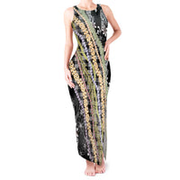 Black Palaka Hawaii Leis Tank Maxi Dress Hawaiian-plaid Elegant Tropical Vibes - Polynesian Pride