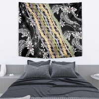 Black Palaka Hawaii Leis Tapestry Hawaiian-plaid Elegant Tropical Vibes - Polynesian Pride