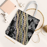 Black Palaka Hawaii Leis Tote Bag Hawaiian-plaid Elegant Tropical Vibes - Polynesian Pride