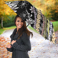 Black Palaka Hawaii Leis Umbrella Hawaiian-plaid Elegant Tropical Vibes LT14 - Polynesian Pride
