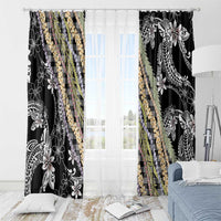 Black Palaka Hawaii Leis Window Curtain Hawaiian-plaid Elegant Tropical Vibes - Polynesian Pride