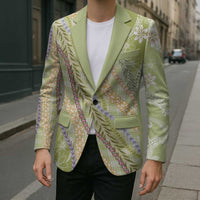 Green Palaka Hawaii Leis Blazer Hawaiian-plaid Elegant Tropical Vibes - Polynesian Pride