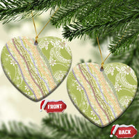 Green Palaka Hawaii Leis Ceramic Ornament Hawaiian-plaid Elegant Tropical Vibes - Polynesian Pride