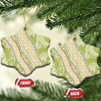 Green Palaka Hawaii Leis Ceramic Ornament Hawaiian-plaid Elegant Tropical Vibes - Polynesian Pride