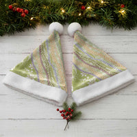 Green Palaka Hawaii Leis Christmas Santa Hat Hawaiian-plaid Elegant Tropical Vibes - Polynesian Pride