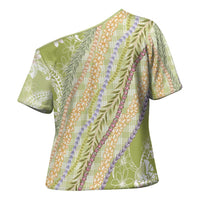 Green Palaka Hawaii Leis Cross Shoulder Shirt Hawaiian-plaid Elegant Tropical Vibes LT14 - Polynesian Pride