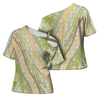 Green Palaka Hawaii Leis Cross Shoulder Shirt Hawaiian-plaid Elegant Tropical Vibes LT14 - Polynesian Pride