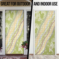 Green Palaka Hawaii Leis Door Cover Hawaiian-plaid Elegant Tropical Vibes - Polynesian Pride