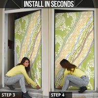 Green Palaka Hawaii Leis Door Cover Hawaiian-plaid Elegant Tropical Vibes - Polynesian Pride